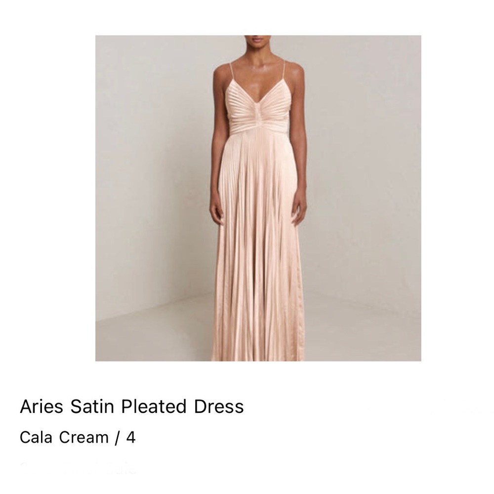 ALC Aries Satin Pleated Dress (Color: Cala Cream, Size: 4)